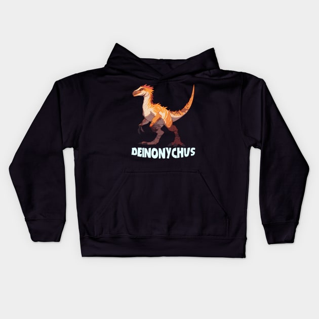 Deinonychus Dinosaur Design Kids Hoodie by Terra Fossil Merch